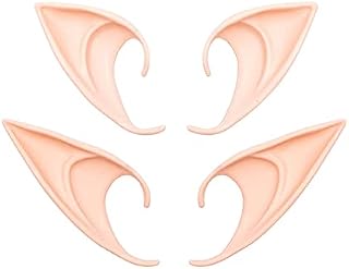 Latex Elf Ear,2 Pairs Latex Alien Ears Elven Ears Pixie Fairy Ears Soft Pointed Ears Cosplay Halloween Christmas Party Props for Halloween, Anime Party, Costume Party, Masquerade. (10cm and 12cm)