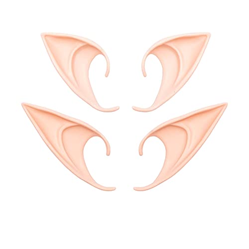 ZHjuju Orelhas de duende, 2 pares orelhas de lfo de látex cosplay disfarce de duende orelha látex acessórios para festa de Halloween pontas protéticas pontiagudas orelha Halloween festa anime