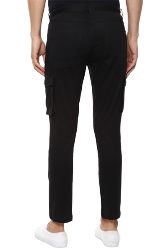 Image of Louis Philippe Men's Slim Fit Solid Cotton Blend Cargos