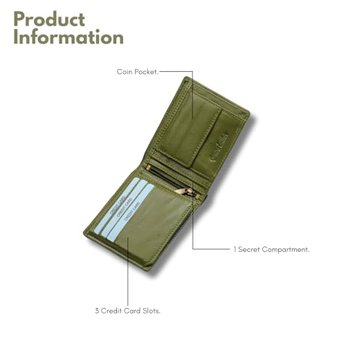 Image of Forest Green Genuine Leather Wallet for Men with 6 Card Slots | RFID Blocking | Bifold