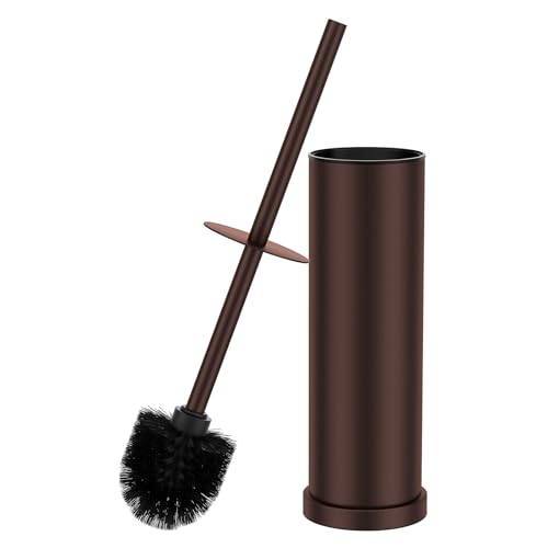 Bronze Toilet Brush and Holder SetStainless Steel Heavy Duty Toilet Bowl BrushExtra Long Handled Modern Toilet Cleaner Brush with Replaceable Head Removable Inner Bowl and Splash Protection