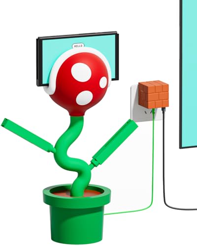 POWKONG Piranha Plant Dock and CubeDock Switch Dock Charger Compatible with Nintendo Switch/OLED/Joypad, Switch Docking Station for TV, 3 in 1 Swith Charging Dock with 4K 30Hz HDMI