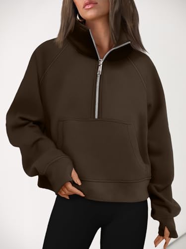 Image of AUTOMET Womens Sweatshirts Half Zip Cropped Pullover Fleece Quarter Zipper Hoodies 2026 Fall Fashion Outfits Clothes