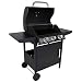 CHARLES BENTLEY 3 Burner Gas BBQ In Black With Warming Rack, Removable Grease Tray, Built In Thermometer, And Two Side Tables, Powder Coated And Great For BBQ's Outdoors (120x110cm)