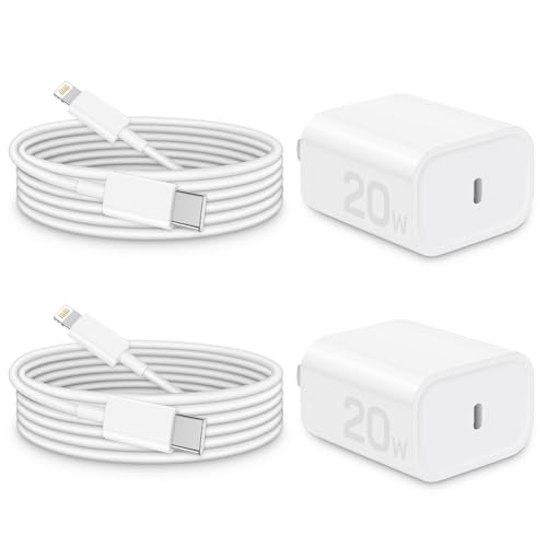 iPhone Charger Fast Charging, MFi Certified, 20W USB C Block with 6Ft Lightning Cable for iPhone 14/13/12/11/Xs/8, iPad and More [2 Pack]