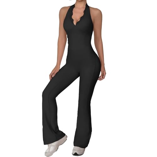 Workout Jumpsuits For Women,Backless Jumpsuit For Women Sexy,Lace black-XL