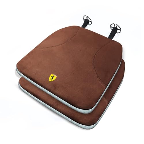 CCOZD 2 pz Cuscino Seggiolino Auto per Ferrari California 458 488 F12 FF GTC4 Cuscino Sedile in Pelle Sedile Anteriore Cuscino Sedile Cuscino di Supporto Sedia Traspirante Fresco,Brown
