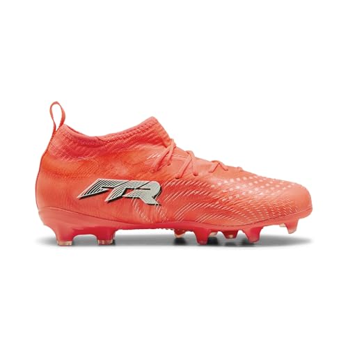 PUMA Future 9 Match FG/AG JR Chaussures de Football, Rouge éclatant, Blanc, Noir, Argent, 48 EU, Glowing Red PUMA White PUMA Black PUMA Silver, 32 EU