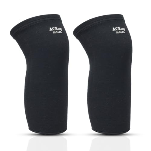 Image of AGEasy Cotton Comfort Knee Sleeve for Arthritis & Joint Pain Relief | Soft Cotton Lining, Non-Slip Grip, 4-Way Stretch Compression Support for Men & Women | Easy Wear Finger Loops, Knee Stability & Mobility Support