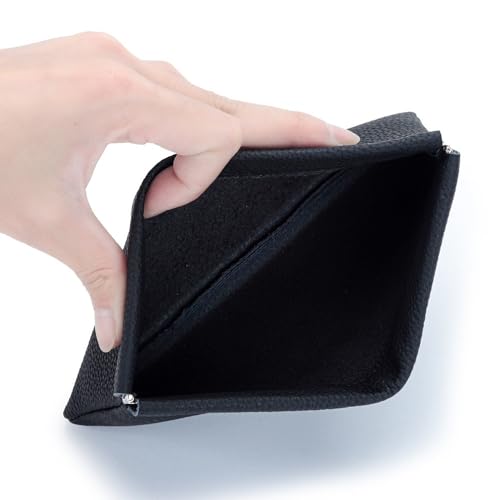 Self-Closing Genuine Full-Grain Leather Long Wallet - Passport Holder, Driver's License & Document Organizer with Earphone Cable Storage, Cash Pouch & Makeup Bag (black)2