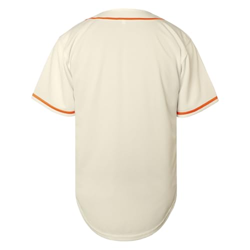 Camiseta de béisbol beige-naranja lisa, manga corta casual con botones miniatura 4