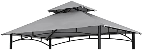 COOSHADE Grill Gazebo Replacement Canopy Roof Outdoor Double Tiered Barbecue Gazebo Top Cover Fit for Model L-GG001PST-F (Grey)