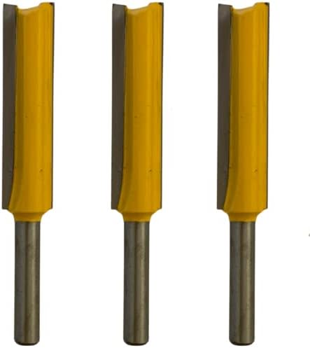 Rennie Tools - 3pcs 1/2" Cutting Diameter x 1/4" Shank x 50mm Flute Extra Long TCT Tipped 2 Flute Straight Router Kitchen Worktop Cutter Bit. Compatible With Makita Bosch Trend Katsu Dewalt Router Etc