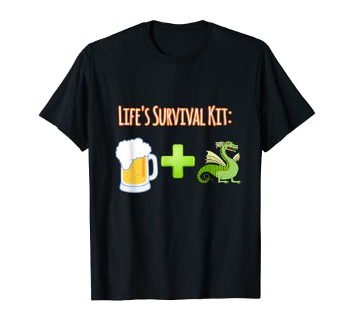 Kit de supervivencia de la vida Beer Plus Dragons Design Camiseta