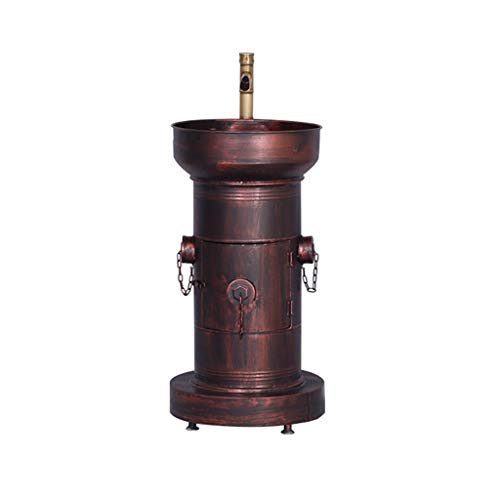TMPTY Pedestal Lavabo con Grifo, Boca De Incendio Estilo Retro Americano Arte De Hierro Lavabo De Pie Fregaderos (Color : Red Copper)
