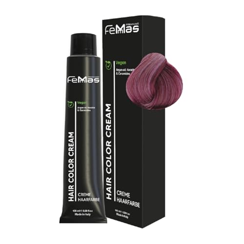 FemMas Haarfarbe Metallic Lila I Creme Haarfarbe mit Arganöl, Keratin & Ceramiden I Als dauerhafte Haarfärbung oder Tönung für strahlende, haltbare Farbergebnisse I 100 ml