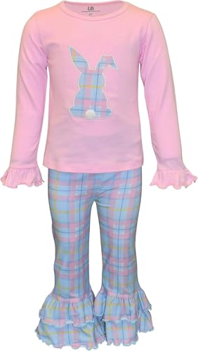 Image of Unique Baby 2 Piece Girls Double Ruffle Leggings and Long Sleeve Shirt Clothes Set Kid and Toddler Girl Outfit