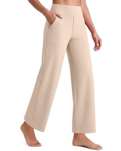 Image of G4Free EverGoing Wide Leg Ankle Pants for Petite Women with Pockets Stretch | Moisture Wicking, 4-Way Stretch, 7 /8 Ankle Length, Faux Fly Detail, Faux Back Pockets, Yoga To Casual Wear