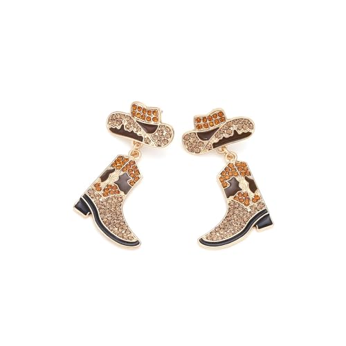 Rhinestone Western Cowboy Earrings Hypoallergenic Cute Alloy Drop Oil Set Diamond Western Cowboy Hat Boots Pendant Earrings Jewelry For Women3