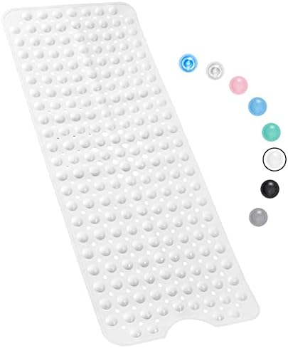 Bathtub Mat Non Slip  100 x 40 CM Non Slip Bath Mat  Easy Clean Non Slip Shower Mats  Sturdy Suction Cup Attaching  Comfortable for Feet  Draining Holes  Modern Design (Pink)