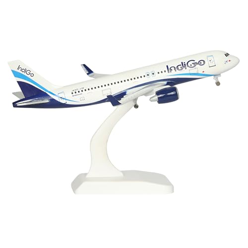 Image of ARTVARKO Big Size Indigo Airways Airlines Landing Gear Wheels Aeroplane Scale Model Die Cast Metal Aircraft Only for Display 20 Cm
