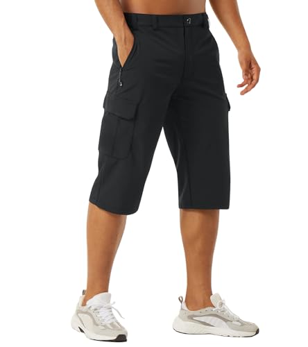 EKLENTSON Men's Workout Shorts Quick Dry Gym Hiking Shorts Zipper Pockets Lightweight Athletic 3/4 Capri Pants for Men