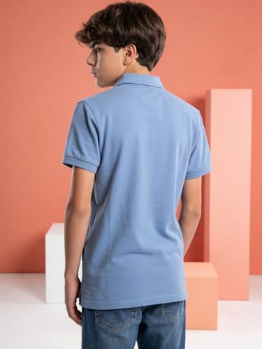 Image of Li'l Tomatoes Boys Cotton Pique Polo T-Shirt | Solid Collared Half Sleeve Tee for Kids | Soft Breathable Summer Wear | Casual Smart Polo T-Shirt | 9-16 Years