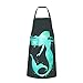 NHJMH Wasserdichte Schürze, türkisfarbene Cartoon-Frauenschürzen mit Taschen, Kochschürzen, Küchenschürzen für Damen und Herren
