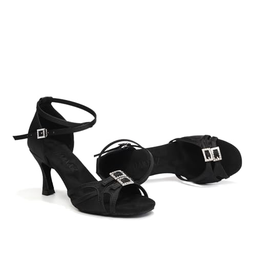 Women's Latin Ballroom Dance Shoes Satin Salsa Professiona Dance Shoes Suede Sole2