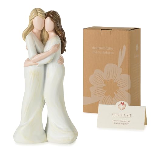 Storieme Sister Birthday Gifts for Women: Heartfelt Hugging Figurine Statue - Unique Sentimental Keepsake Present for Sisters Best Friend - Premium Resin Art Decor (7.7