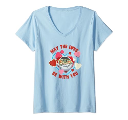 T-shirt col V Grogu Star Wars pour femme parfait pour la Saint-Valentin