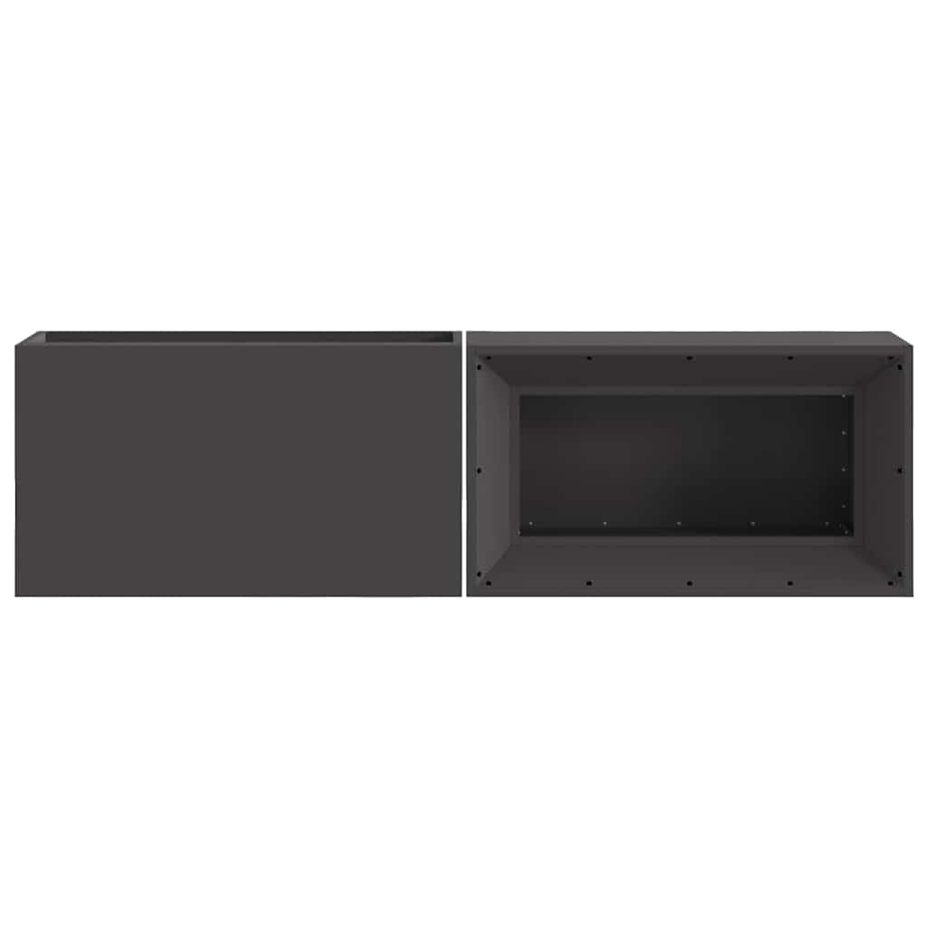 Feuerstelle Schwarz 160 x 45 x 35 cm Stahl wetterfest für Garten Terrasse Außenbereich mit Stauraum und hitzebeständiger Brennkammer für gemütliche Abende im Freien