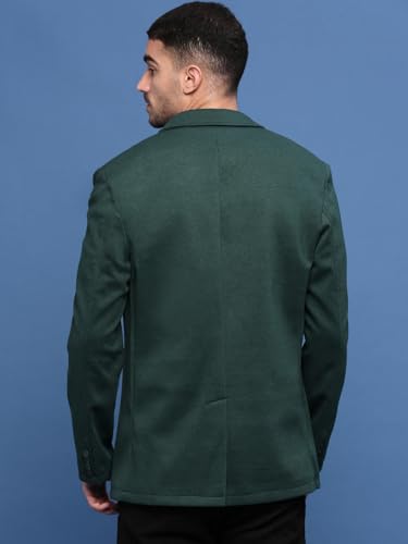 Image of SHOWOFFFF Men Solid Single Breasted Casual Blazer | Notched Lapel Full Sleeves Cotton Blazer for Mens | Slim Fit Regular Length Blazer for Men's