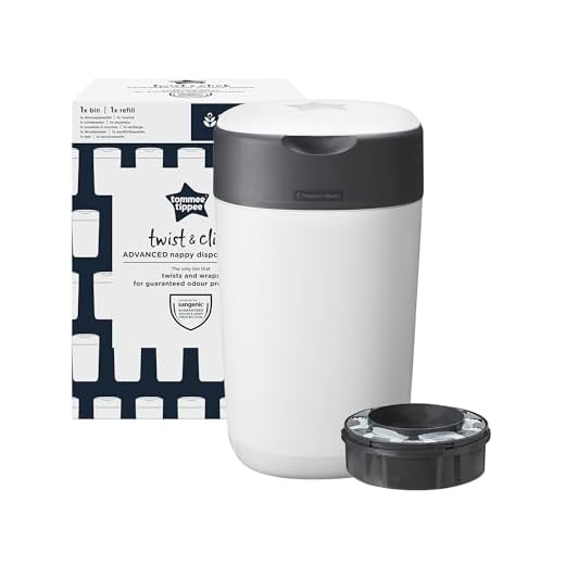 Tommee Tippee - Contenedor para Pañales Avanzado Twist and Click, Nuevo Sistema Ecológico, Incluye 1 Recambio con Película Greenfilm Antibacteriana y Sostenible, Unisex, Blanco