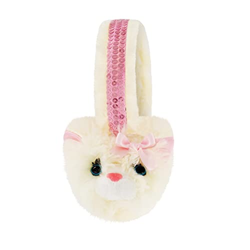 Cudlie Poochie Kids Knit Gloves & Ear Muffs For Girls, Cat Ear/Hand Winter Warmers, Girls Earmuffs & Stretch Gloves, Beige #TOP2