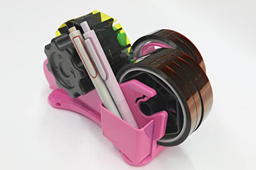 Pink Heat Tape Dispenser Sublimation - Multiple Roll Cut Heat Tape Dispenser 1" & 3"Core Double Reel Cores Sublimation For Heat Transfer Tape, Semi-Automatic Tape Dispenser With Compartment Slots #TOP4