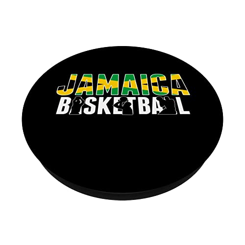 Proud Jamaica Basketball Fans Jersey - Jamaican Flag Baller PopSockets Swappable PopGrip, Black - Image 2