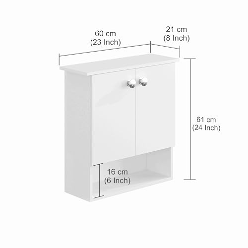 Image of FURNEASER Modern Engineered Wood Bathroom Storage Cabinet | Wall Mount Utility Organizer, Wash Area, Living Room & Bedroom | Space Saving Multipurpose Storage Unit (White)
