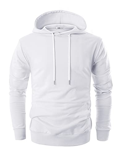 Ohoo Mens Slim Fit Cotton Pullover Hoodies Sweatshirt Lightweight with Kanga Pocket2
