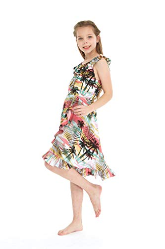 Girl Ruffle Wrap Hawaiian Luau Dress in Sunset3