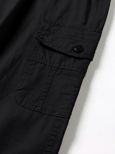 Image of Vogaan Casual Solid Men's Regular Fit Drawstring Cargo Pants with Multiple Pockets | Cotton Cargos for Men