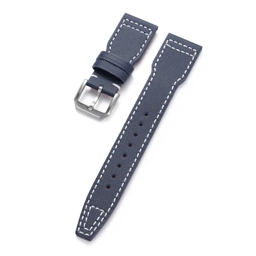 [SLFJEYTX] 1�� 20mm 21mm 22mm ���v�X�g���b�v IWC �p�C���b�g�E�H�b�`�o���h �t�@�u���b�N �����Y ���f�B�[�X �����p���X�g�o���h(Blue White,20mm)