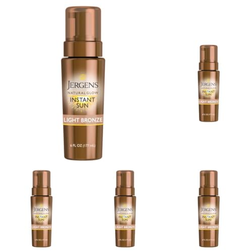 Image of Jergens Natural Glow Self Tanner Mousse, Light Bronze Tan, 6 Fl Oz (Pack of 5)