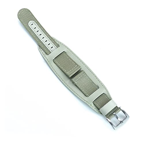 Phoenixset 20mm 22mm Reloj de Reloj Negro marrón Gris Nylon + Cuero Relojes de Relojes Pulseras Deportivas Accesorios for Hombres Mujeres (Band Color : Gray, Band Width : 22mm) Cover
