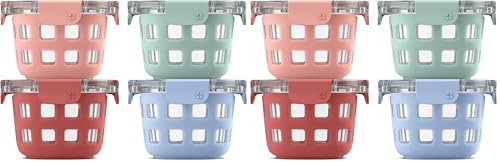 Ello Duraglass Pack of 2 Cup Reusable Glass Container Jar with Leak Proof Lids and Protective...