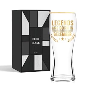 Unique Birthday Gifts for Men, Husband, Him, Funny Beer Glass for Dad, Brother, Boyfriend, Son, Uncle, 15 oz, Legends…