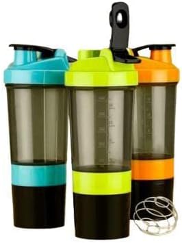 Protein Shaker Bottle – Non-Slip 3 Layer Twist Off, Leak-Proof Blender Bottle with Supplement and Pill Storage Compartment Pack of 3