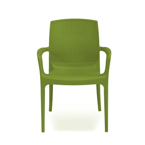 Image of Supreme Texas Heavy Duty Armrest Plastic Chair for Home, Garden, Office, Indoor /Outdoor Use|Color: Mehandi Green; Set of 2 Chairs