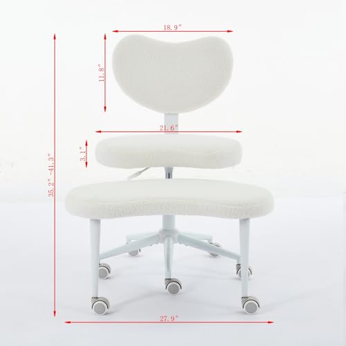 Image of Active Sitting Revolution Office Chair - Cross-Legged & Kneeling Positions, 4.2 inch Thick Cushion, 360 Footstool, 250lbs Weight Support, Home Office /Yoga /Meditation (Teddy, Ivory)