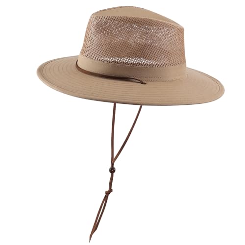 Image of Home Prefer Cotton Summer Fedora Hat Wide Brim Sun Hats for Men Women UPF 50+ Sun Protection Cap for Fishing Hiking